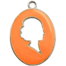 Bedel 1 oog Camee Zilver-autumn sunset orange